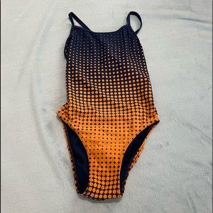 Blue and Orange One Piece Swimsuit